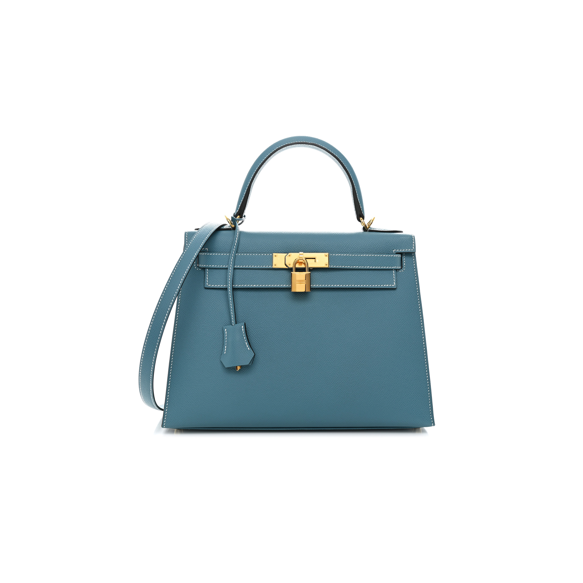 HERMÈS EPSOM KELLY SELLIER 28 NEW BLUE JEAN (28*22*10cm)